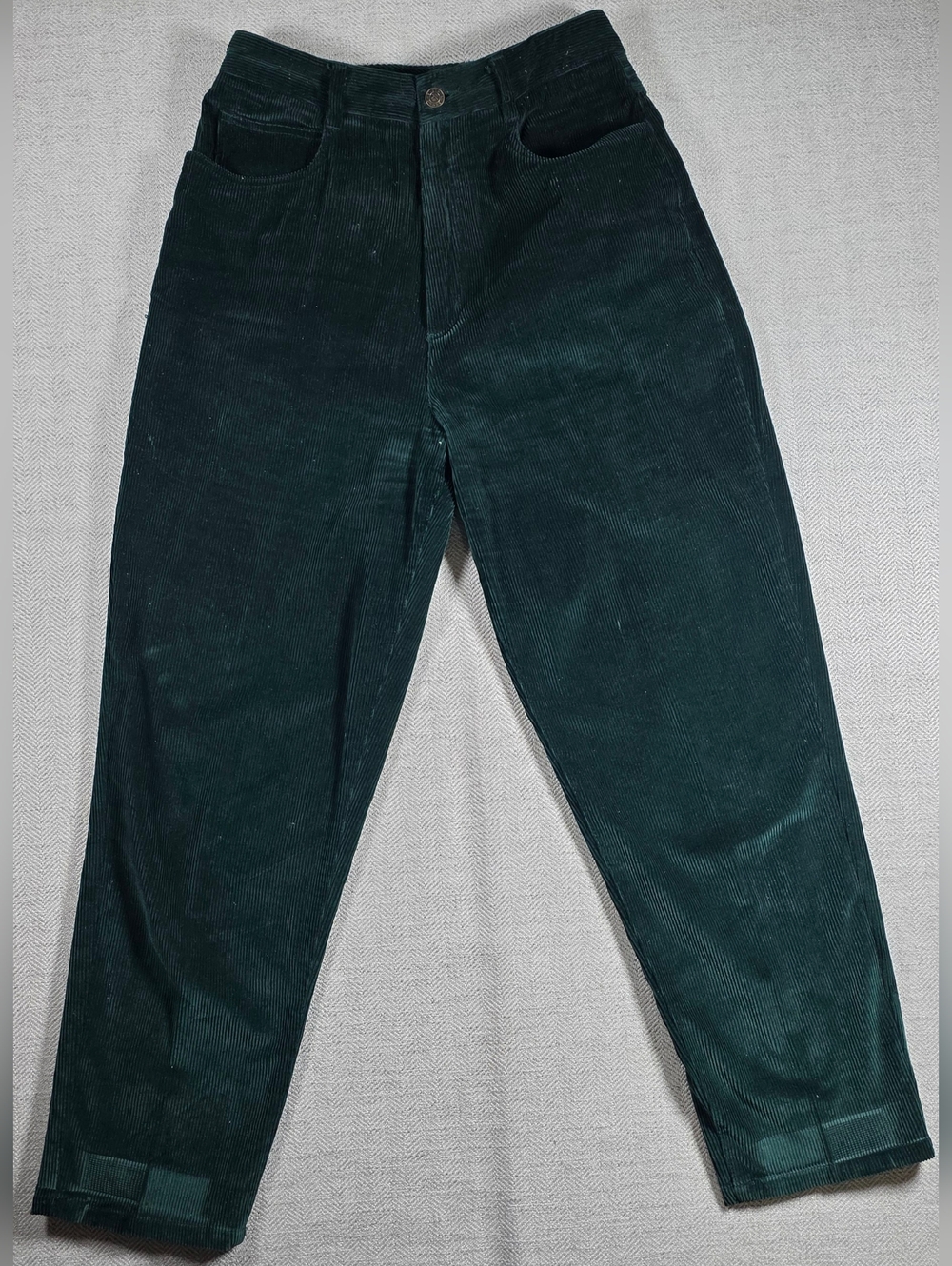 Vintage Talbots Petites Corduroy Pants 10P Forest Green High Rise Tapered 90s